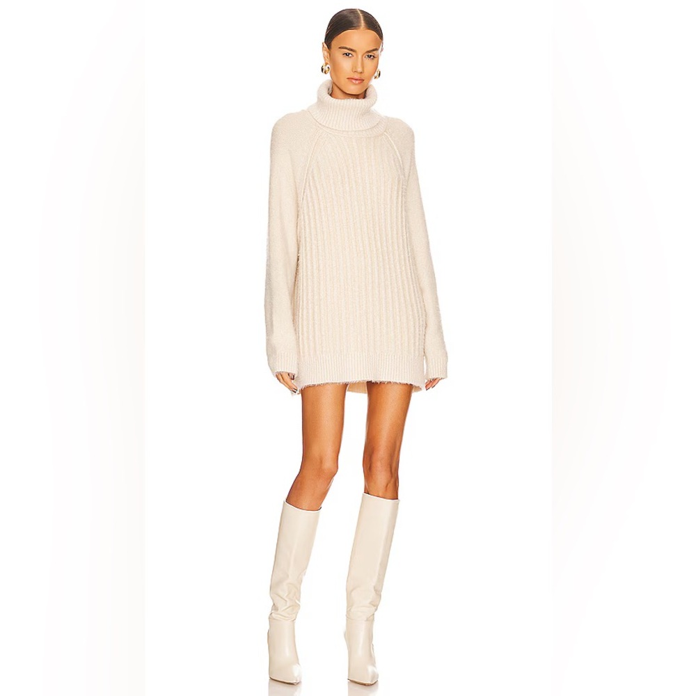 NWT Free People Big City Turtleneck Sweater Tunic in Sand Combo - Medium